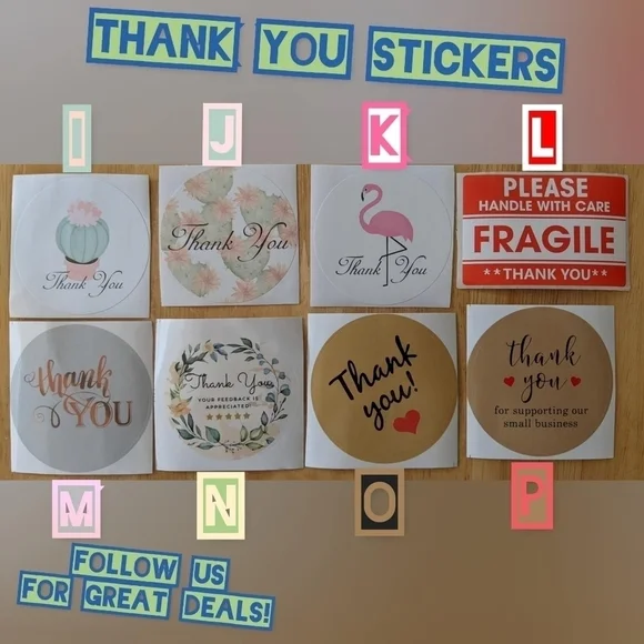 100 Thank You Stickers 2" Round or 2"x3" Fragile Sticker - Picture 2 of 3